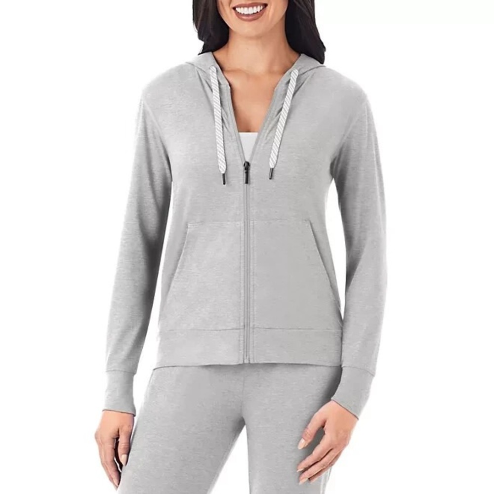 Member's Mark Ladies Favorite Soft Full Zip Hoodie Jacket Light Grey Heather XXL